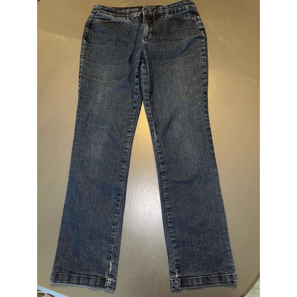 St Johns Bay Jeans Womens 8 Blue Dark Wash Denim Straight Leg Cotton Blend